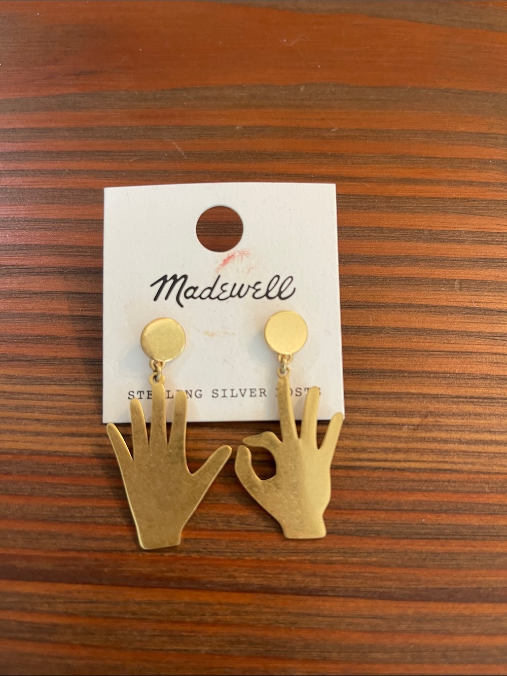 Madewell Gold Hand Motif Drop Earrings